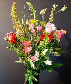 Oranje/roze plukboeket